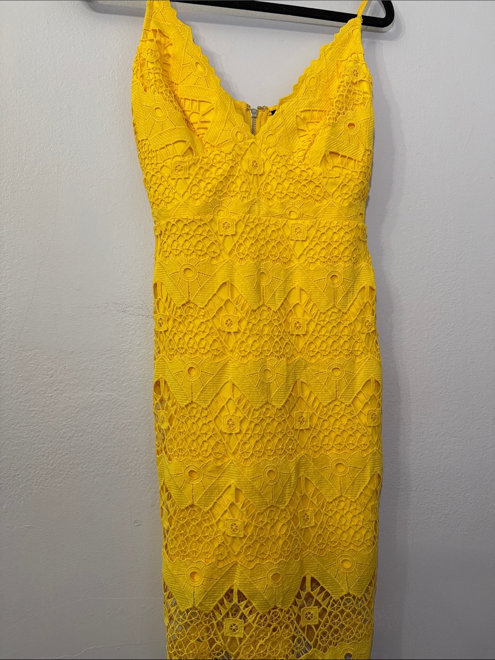 Lulu's Vibrant Yellow Lace Midi Dress